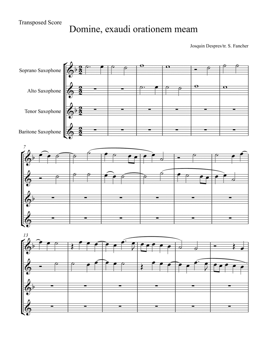 Domine, exaudi orationem meam (arr. Susan Fancher)