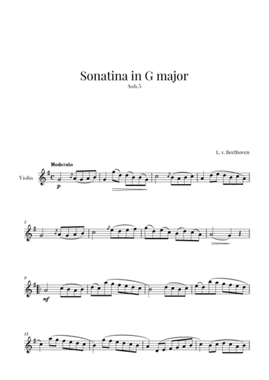 Beethoven - Sonatina in G Major (for Violin) (arr. Cadenza Editions)