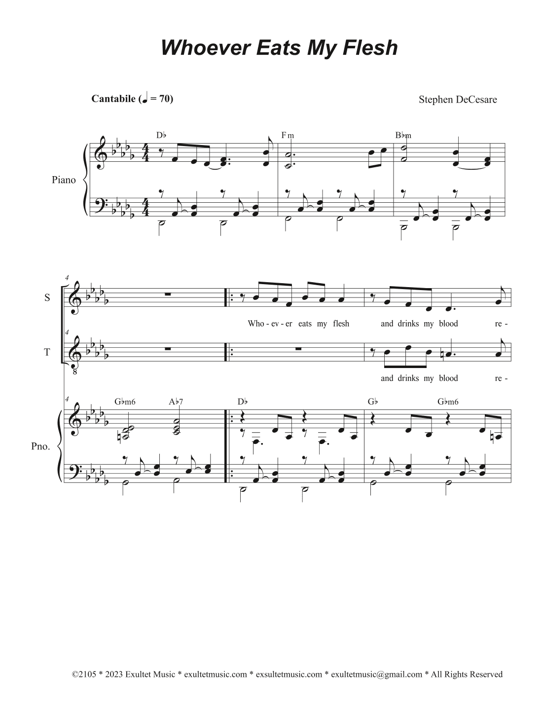 Whoever Eats My Flesh (Duet for Soprano and Tenor solo)