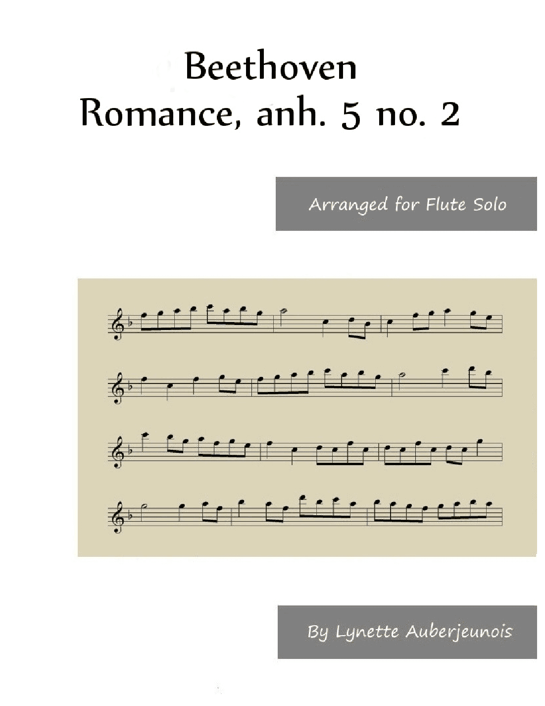 Romance, anh. 5 no. 2 - Flute Solo (arr. Lynette Auberjeunois)
