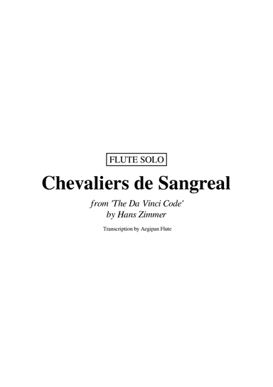 Chevalier De Sangreal (arr. Aegipan Flute)