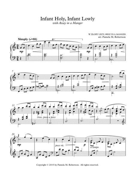Infant Holy, Infant Lowly with Away in a Manger - Piano Solo (arr. Pamela M. Robertson)