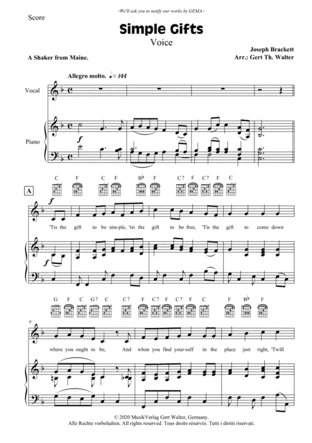 Simple Gifts (arr. Gert Th. Walter)