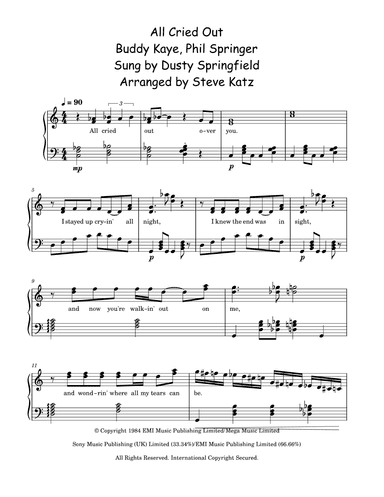 All Cried Out (arr. Steve Katz)