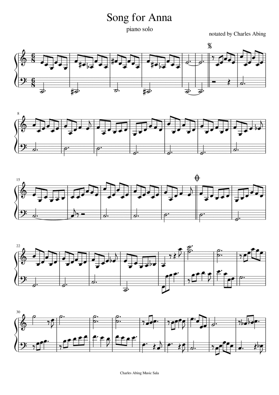 Song for Anna in C major for piano solo (arr. Charles L. Abing)