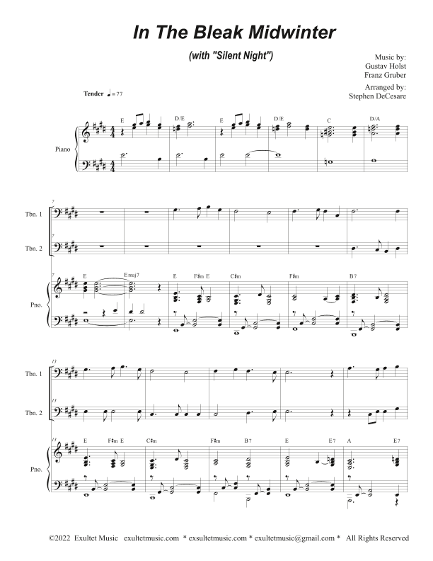 In The Bleak Midwinter (with "Silent Night") (Trombone Duet) (arr. Stephen DeCesare)