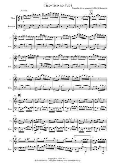 Tico Tico for Flute and Bassoon Duet (arr. David Burndrett)