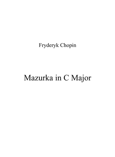 Mazurka in C Major (arr. Patrizia Luraschi)