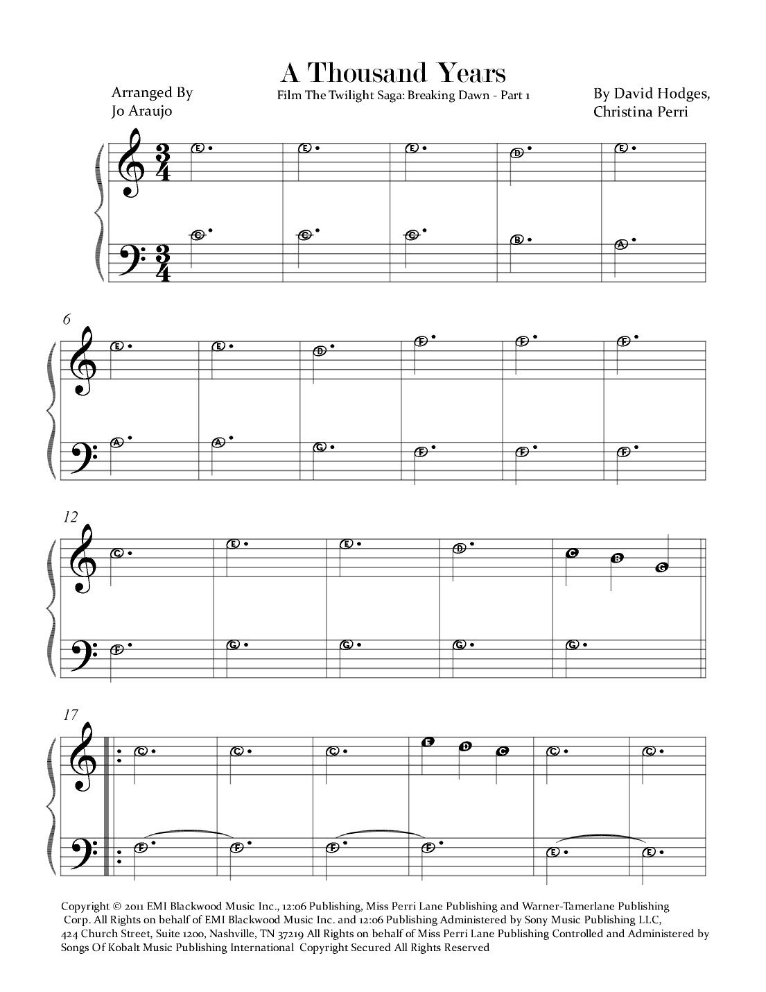 A Thousand Years (arr. Jo Araujo)