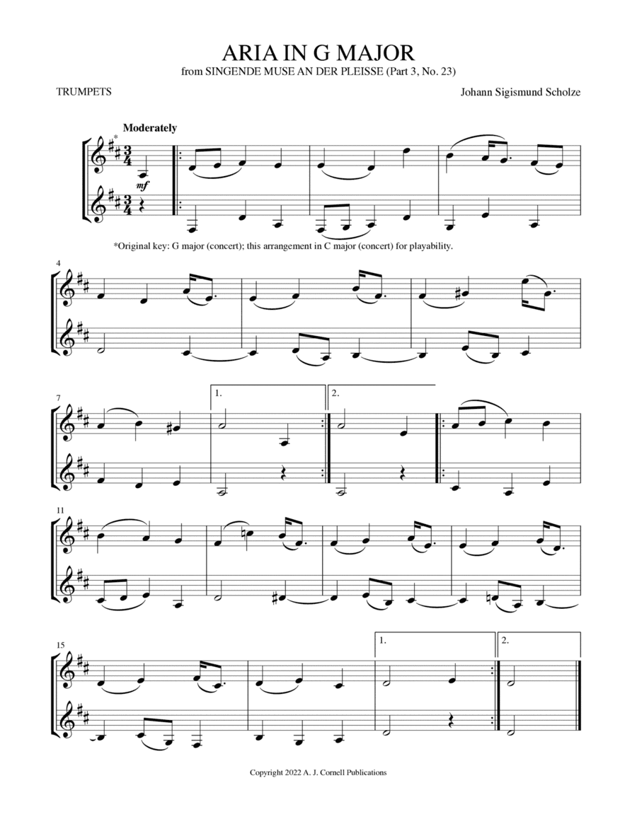 Aria in G Major (from Singende Muse an der Pleisse) (arr. Mark Phillips)