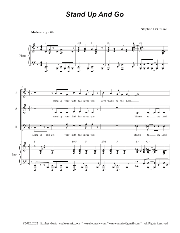 Stand Up And Go (Vocal Trio - (SAB)