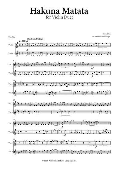 Hakuna Matata (arr. Dominic McGonigal)