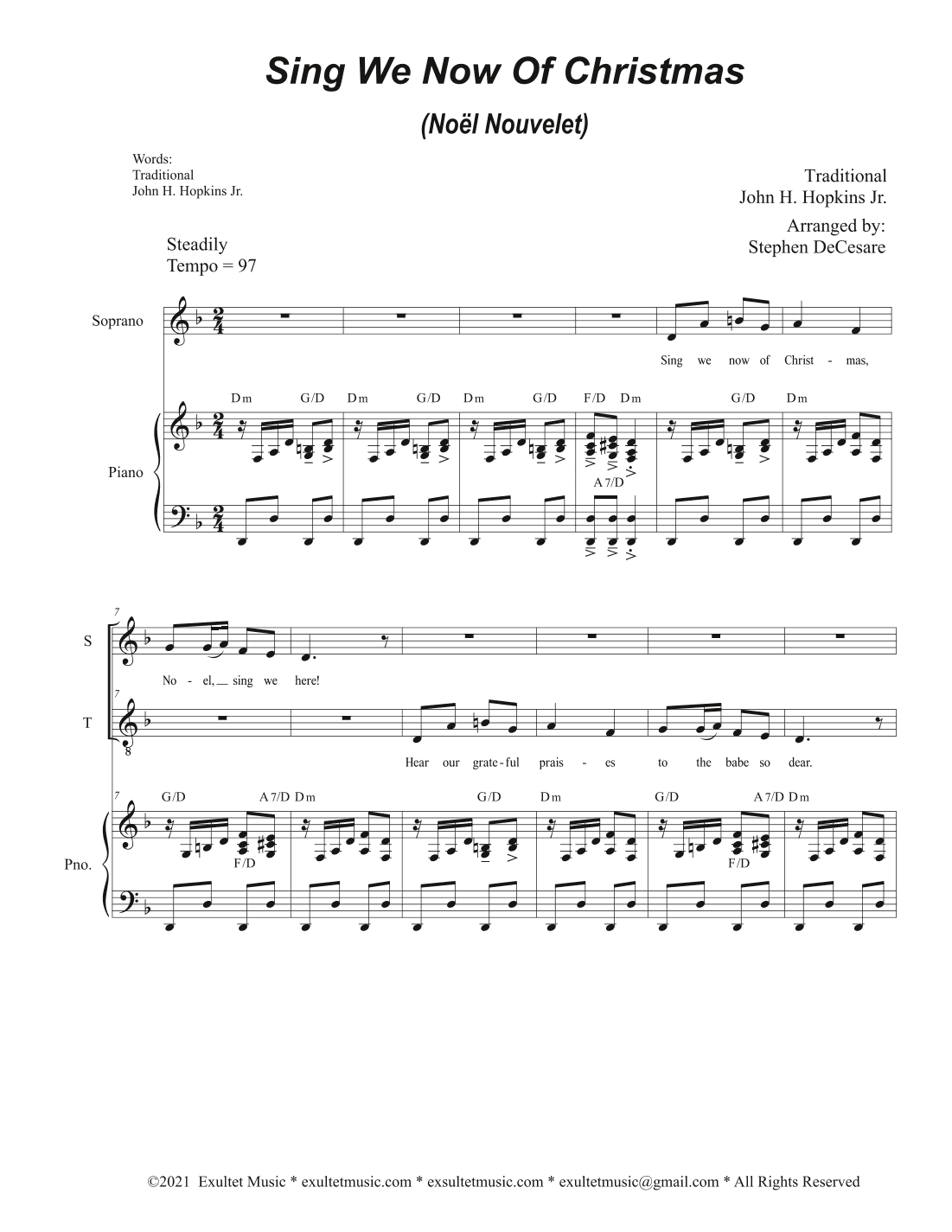 Sing We Now Of Christmas (Noël Nouvelet) (2-part choir - (Soprano and Tenor) (arr. Stephen DeCesare)