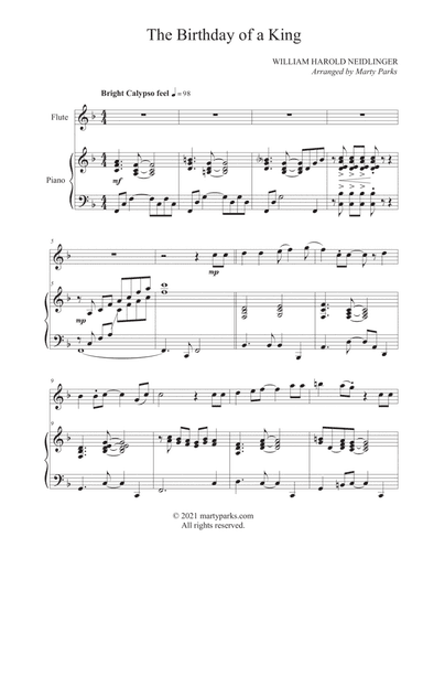 The Birthday of a King (Flute-Piano) (arr. Marty Parks)