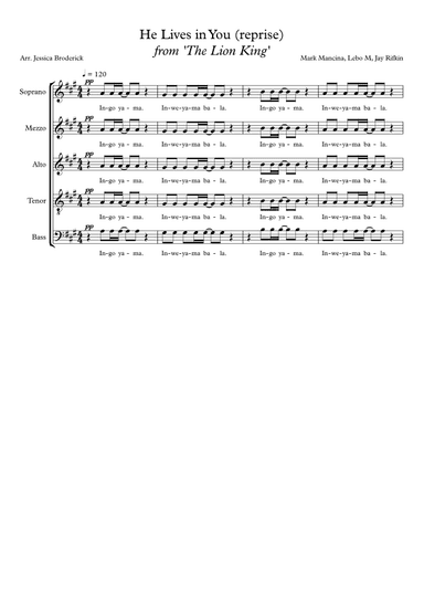 He Lives In You (reprise) (arr. Jessica Broderick)