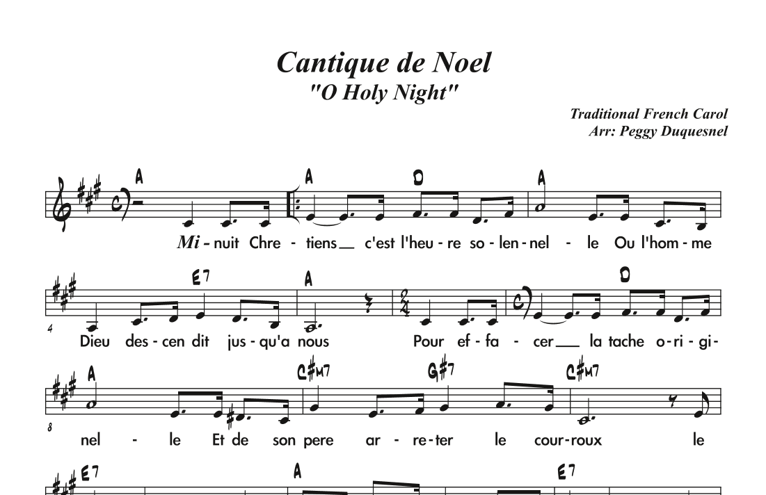 Cantique de Noel / O Holy Night - Key of A (arr. Peggy Duquesnel)