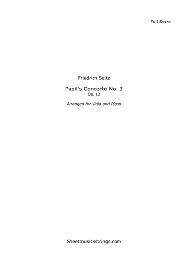 Seitz, F. - Concerto No. 3, Op. 12, for Viola and Piano (arr. Linda Scott)