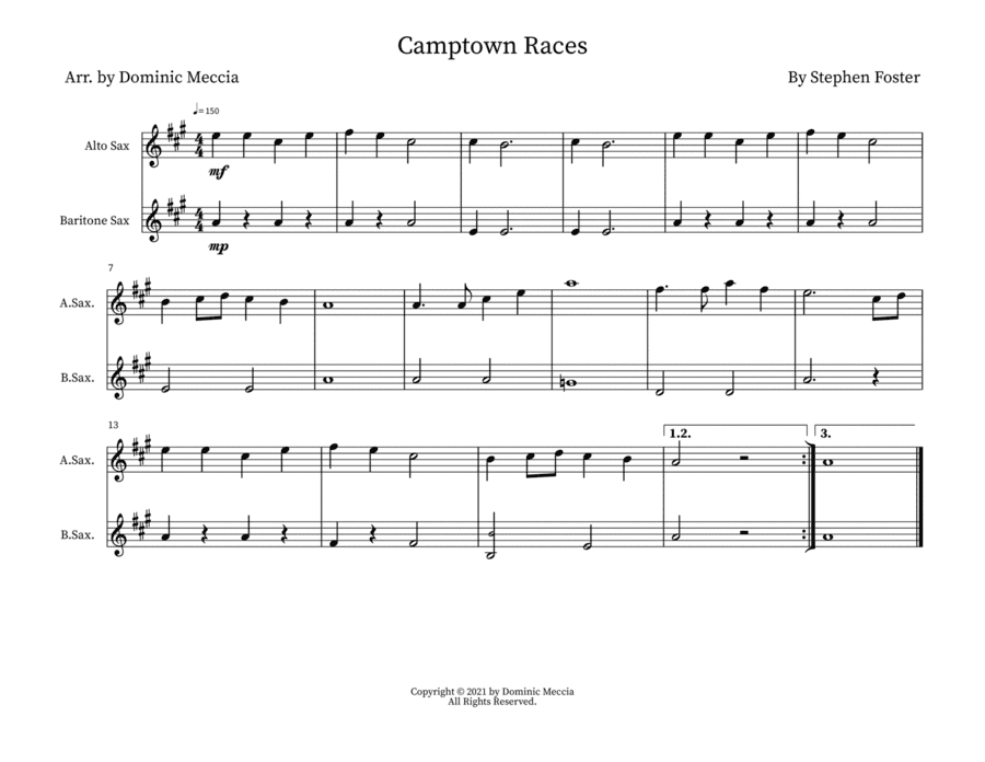 Camptown Races- Alto Sax and Bari Sax Duet (arr. Dominic Meccia)