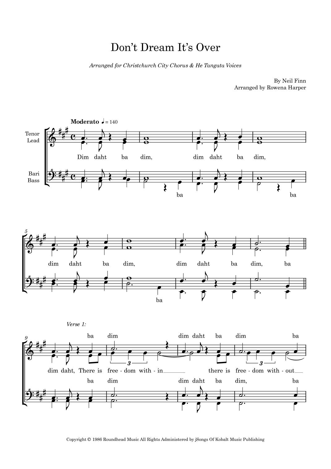 Don't Dream It's Over (arr. Rowena Harper)
