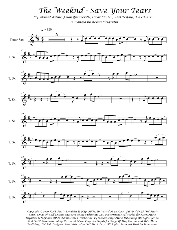 Save Your Tears (arr. Reyniê Brigantin)
