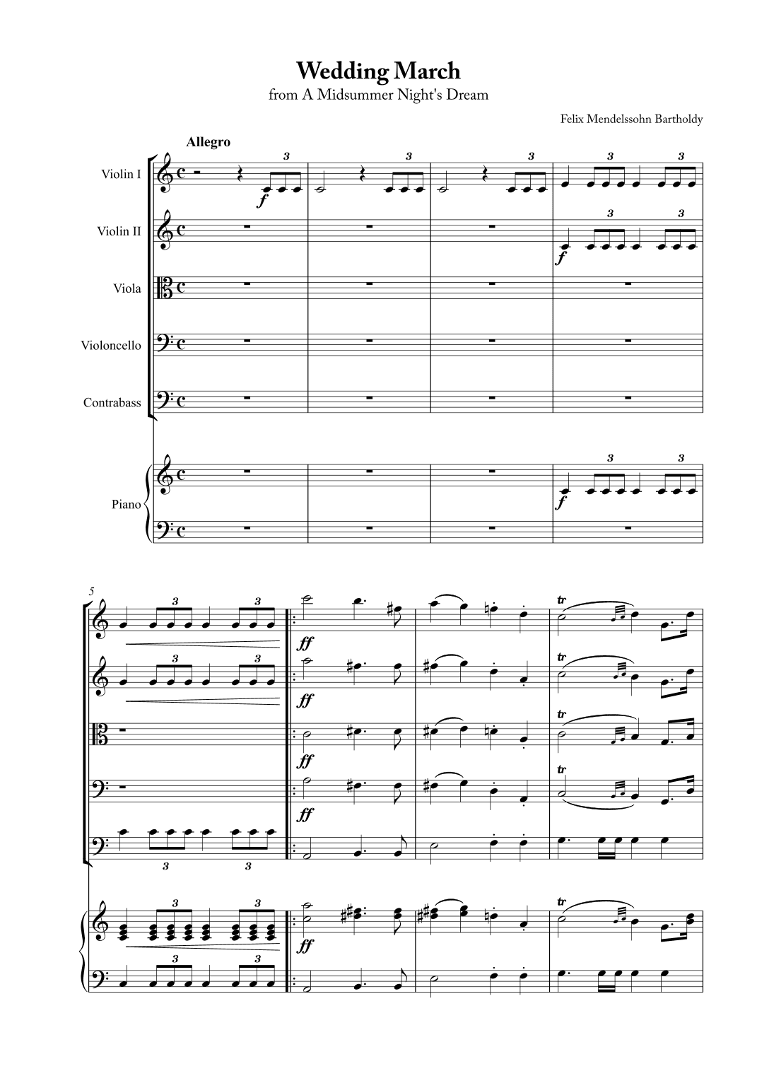 Wedding March - Short Version (arr. Karen Gueiros)