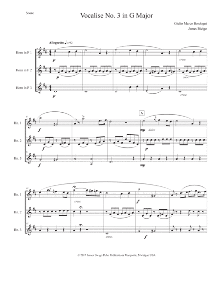 Voalise No. 3 in G Major (arr. James Bicigo)