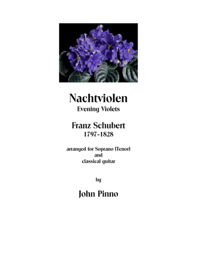 Nachtviolen (Franz Schubert) arranged for soprano (or tenor) and classical guitar (arr. John Pinno)