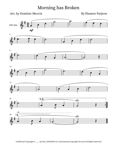 Morning Has Broken (arr. Dominic Meccia)