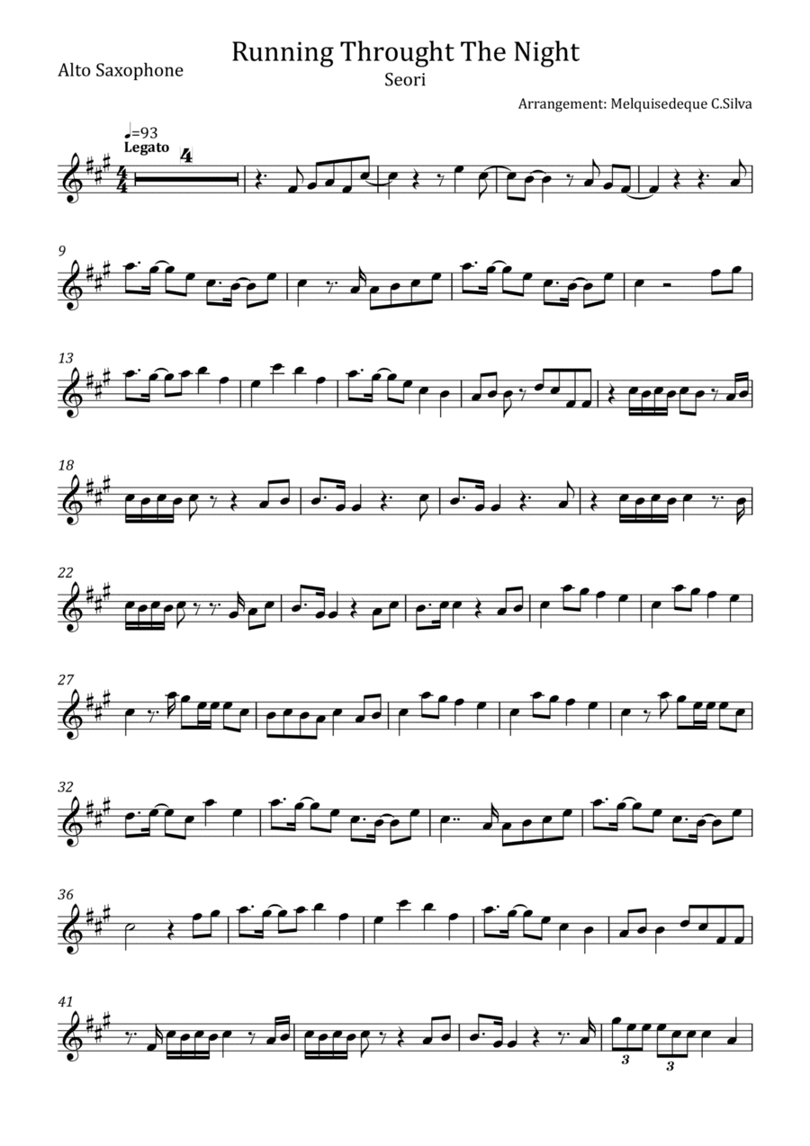 Running Through The Night (arr. Melquisedeque C.Silva)
