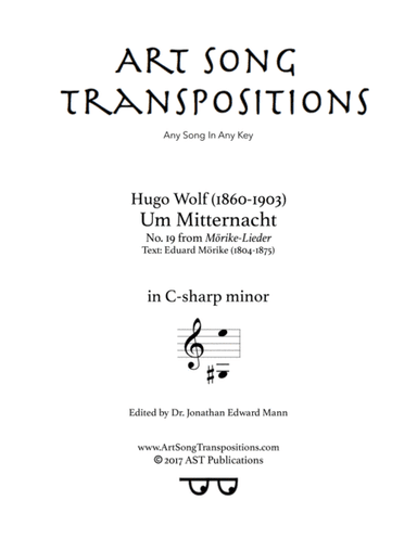 WOLF: Um Mitternacht (transposed to C-sharp minor) (arr. ArtSongTranspositions.com)
