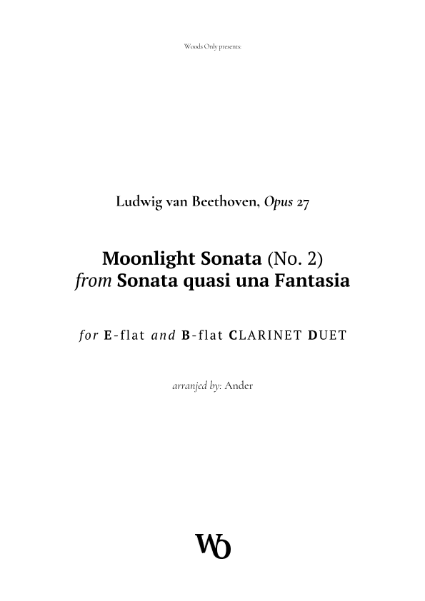 Moonlight Sonata by Beethoven for E-flat and B-flat Clarinet Duet (arr. Ander)