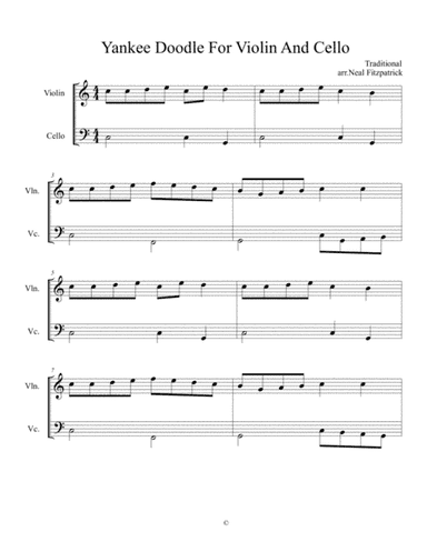 Yankee Doodle For Violin And Cello (arr. Neal Fitzpatrick)