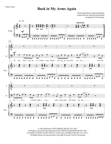 Back In My Arms Again (arr. Tim Sarsany)
