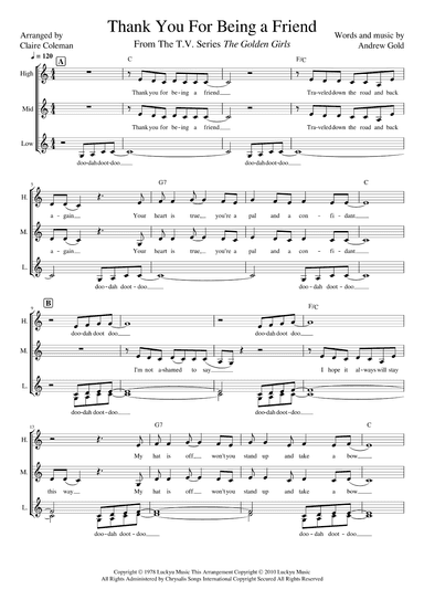 Thank You For Being A Friend (arr. Claire Coleman)