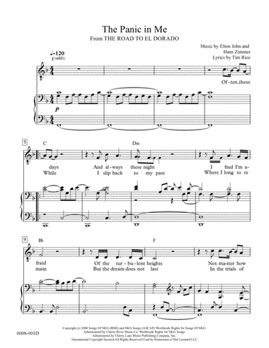 The Panic In Me  from THE ROAD TO EL DORADO (arr. Red Gate Music)