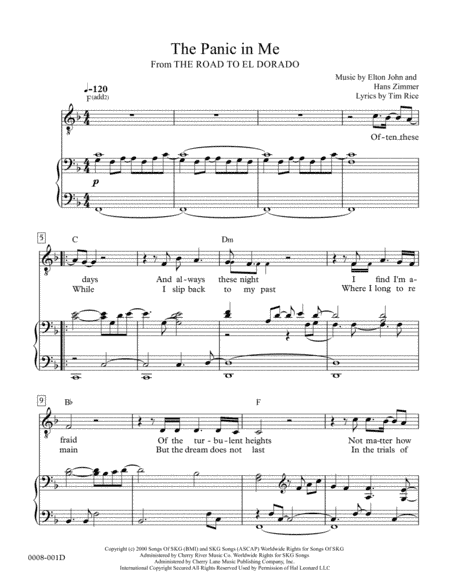 The Panic In Me  from THE ROAD TO EL DORADO (arr. Red Gate Music)