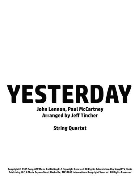 Yesterday (arr. Jeff Tincher)