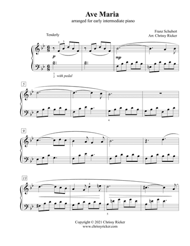 Ave Maria - early intermediate piano (arr. Chrissy Ricker)