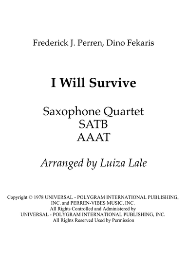 I Will Survive (arr. Luiza Lale)