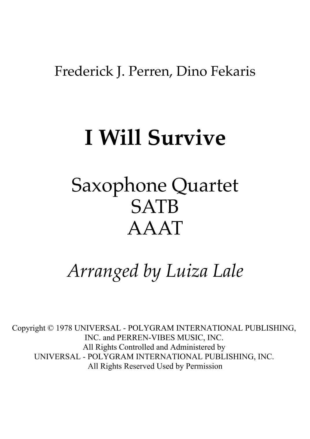 I Will Survive (arr. Luiza Lale)