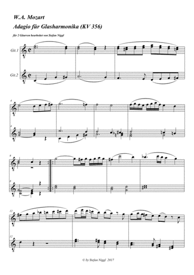 Adagio for glass harmonica KV 356 for Guitar Duet (arr. Stefan Niggl)