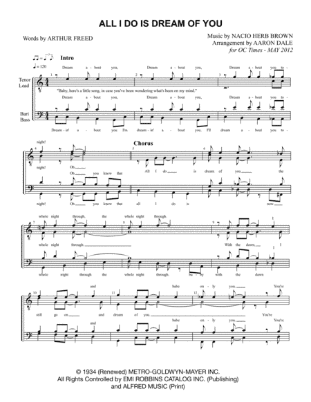 All I Do Is Dream Of You (arr. Aaron Dale)