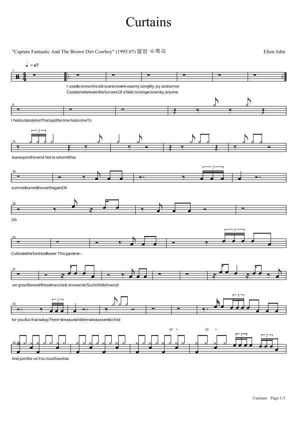 Curtains (arr. COPYDRUM)