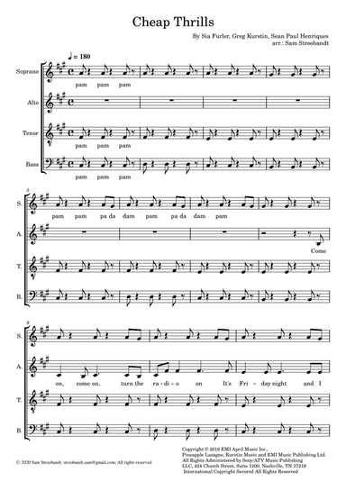 Cheap Thrills (feat. Sean Paul) (arr. Sam Stroobandt)