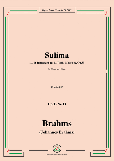 Brahms-Sulima,Op.33 No.13 in C Major (arr. Open Cloud)