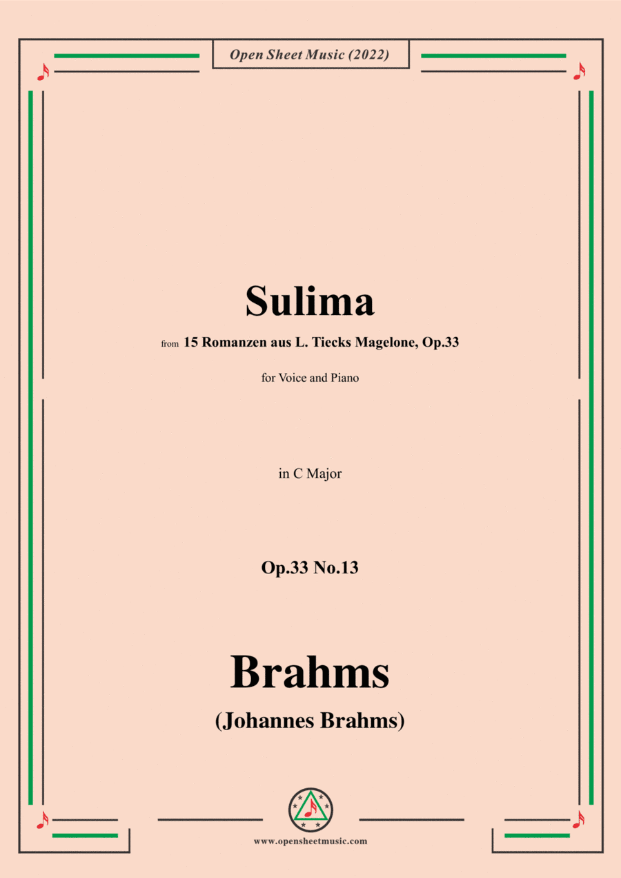 Brahms-Sulima,Op.33 No.13 in C Major (arr. Open Cloud)