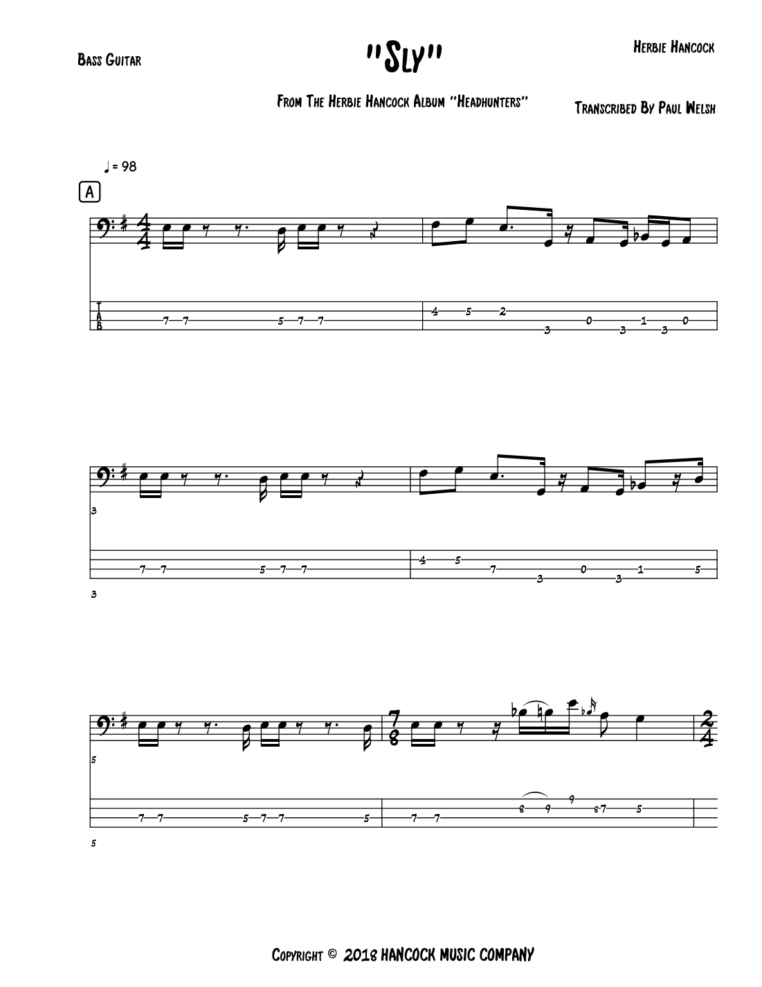 Sly (arr. P Welsh)