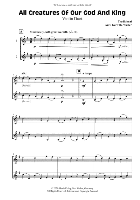 All Creatures Of Our God And King (arr. Gert Th. Walter)