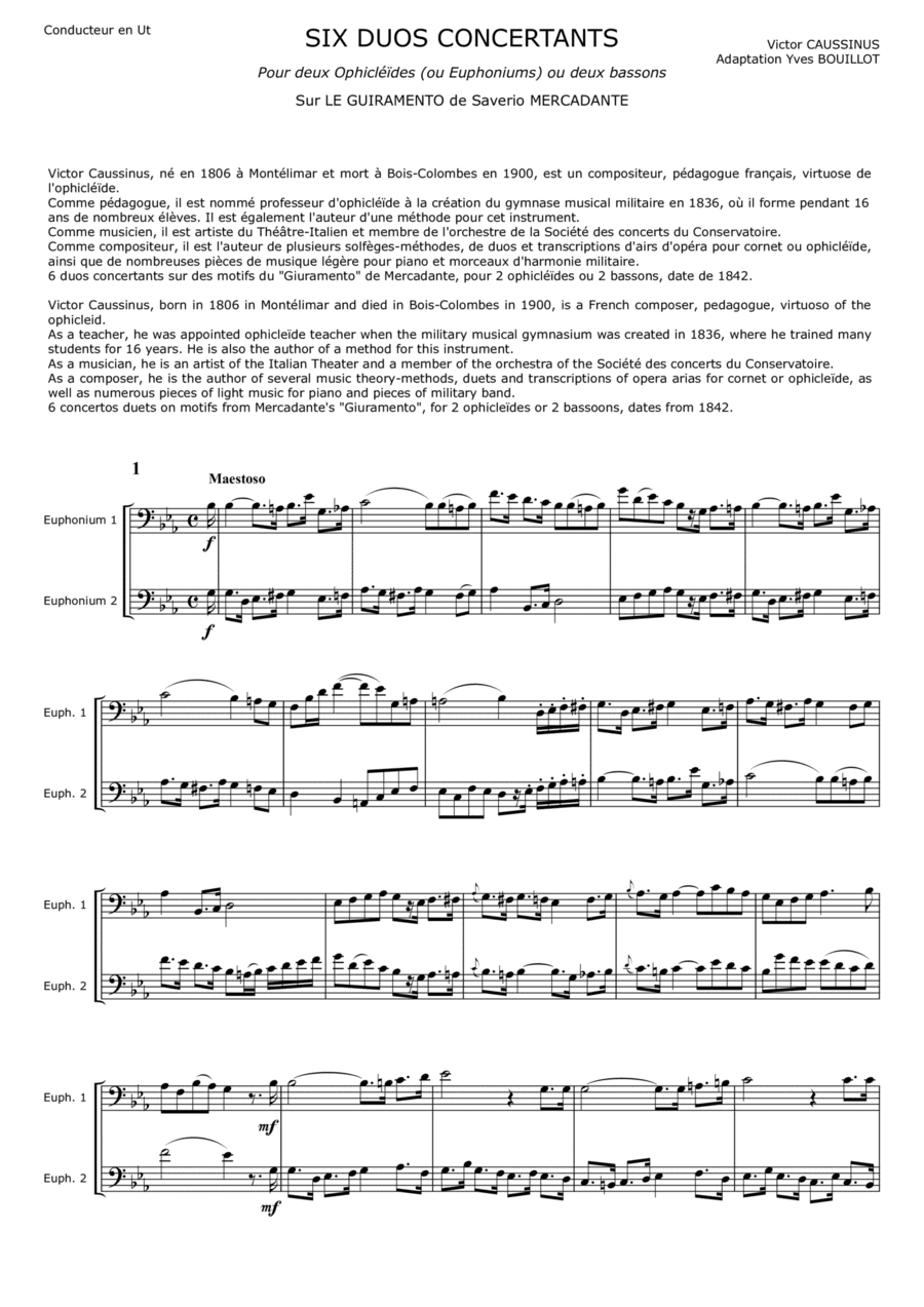 6 Duos Concertants (arr. Yves Bouillot)