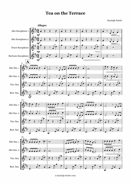 Tea on the Terrace - Saxophone quartet (AATB)